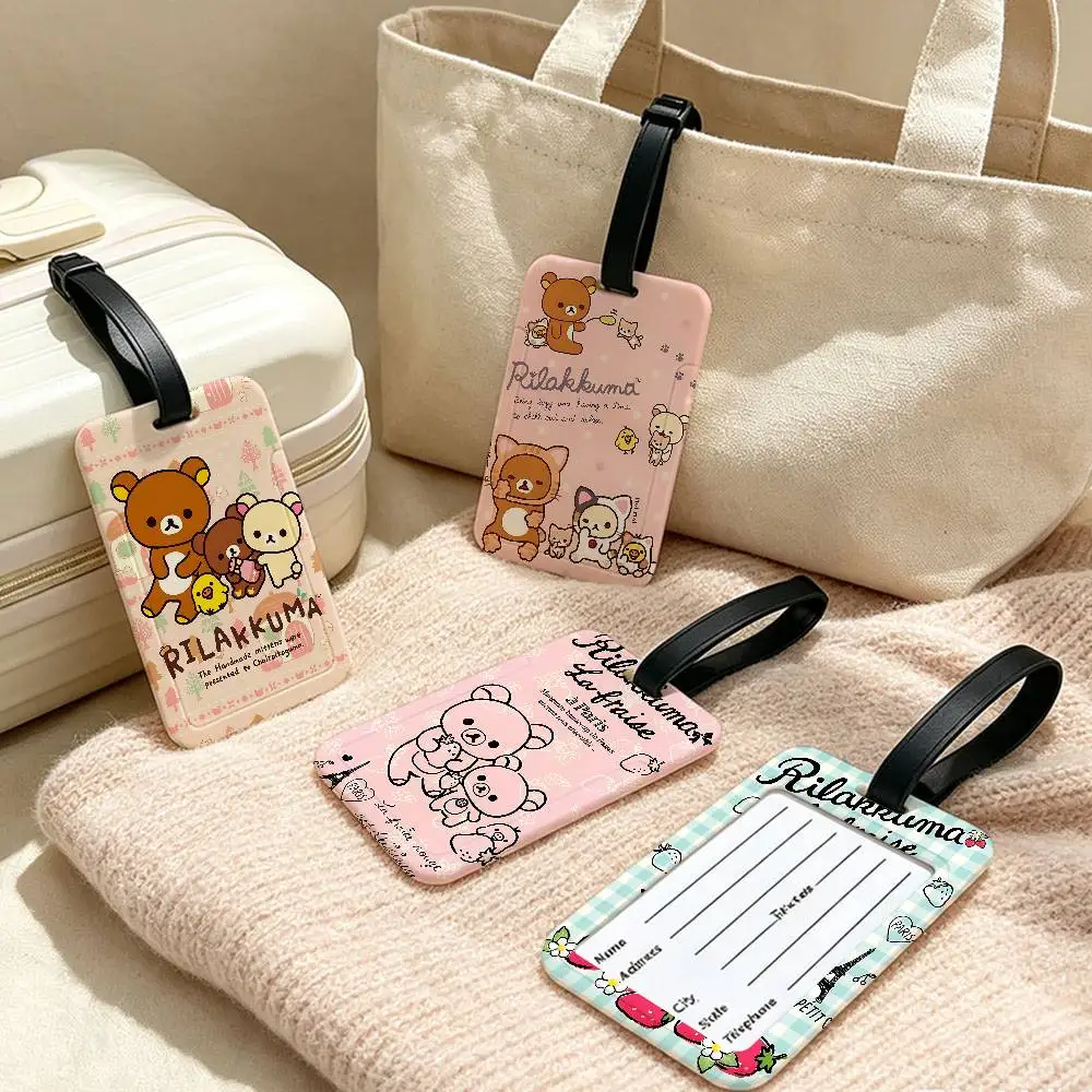 Japan Anime Cute Cartoon Rilakkuma Universal PVC Luggage Tag Anti lost With Information Card Suitcase Backpack Identification
