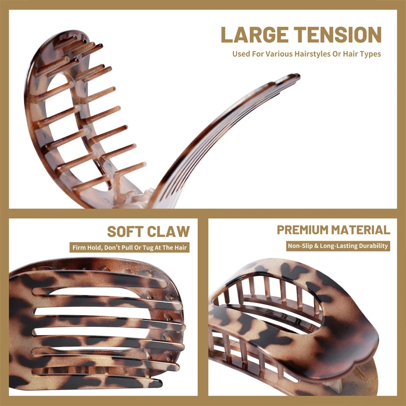 Flache Klaue Clips Koreanischen Stil Essigsäure Haar Clip Haar Zubehör frauen Löffel Leopard Haar Clip Top Clip Einfache kopfbedeckung – Detail 4
