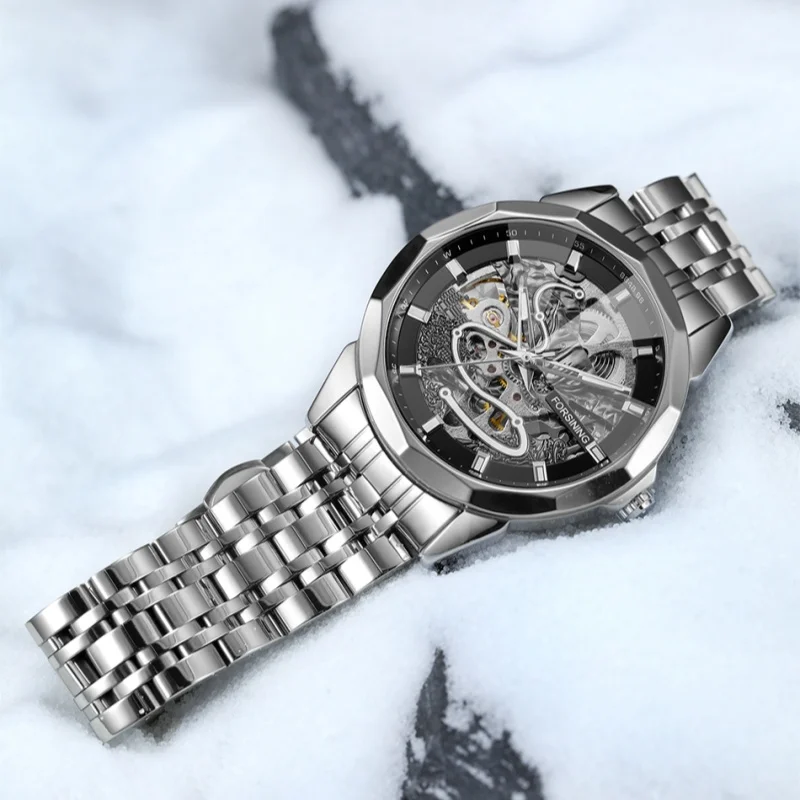 

Forsining 468A Automatic Mechanical Watch Men Elegant Luminous Simple Stainless Steel Strap Brand Business Watches for Man