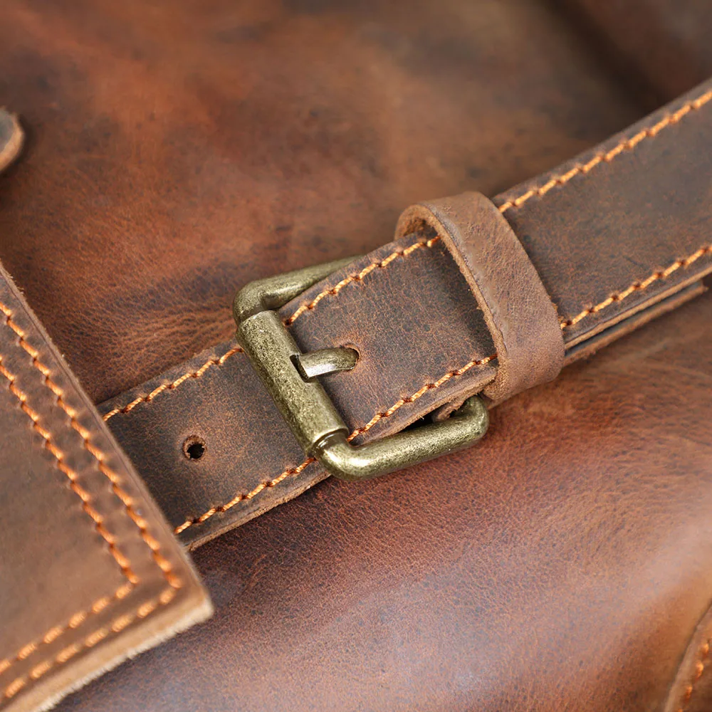 S.WORKER Vintage Echtleder-Rucksack Laptop-Tasche Casual Crazy-Horse-Leder Schultasche Outdoor-Reise-Weekender-Tasche – Detail 13