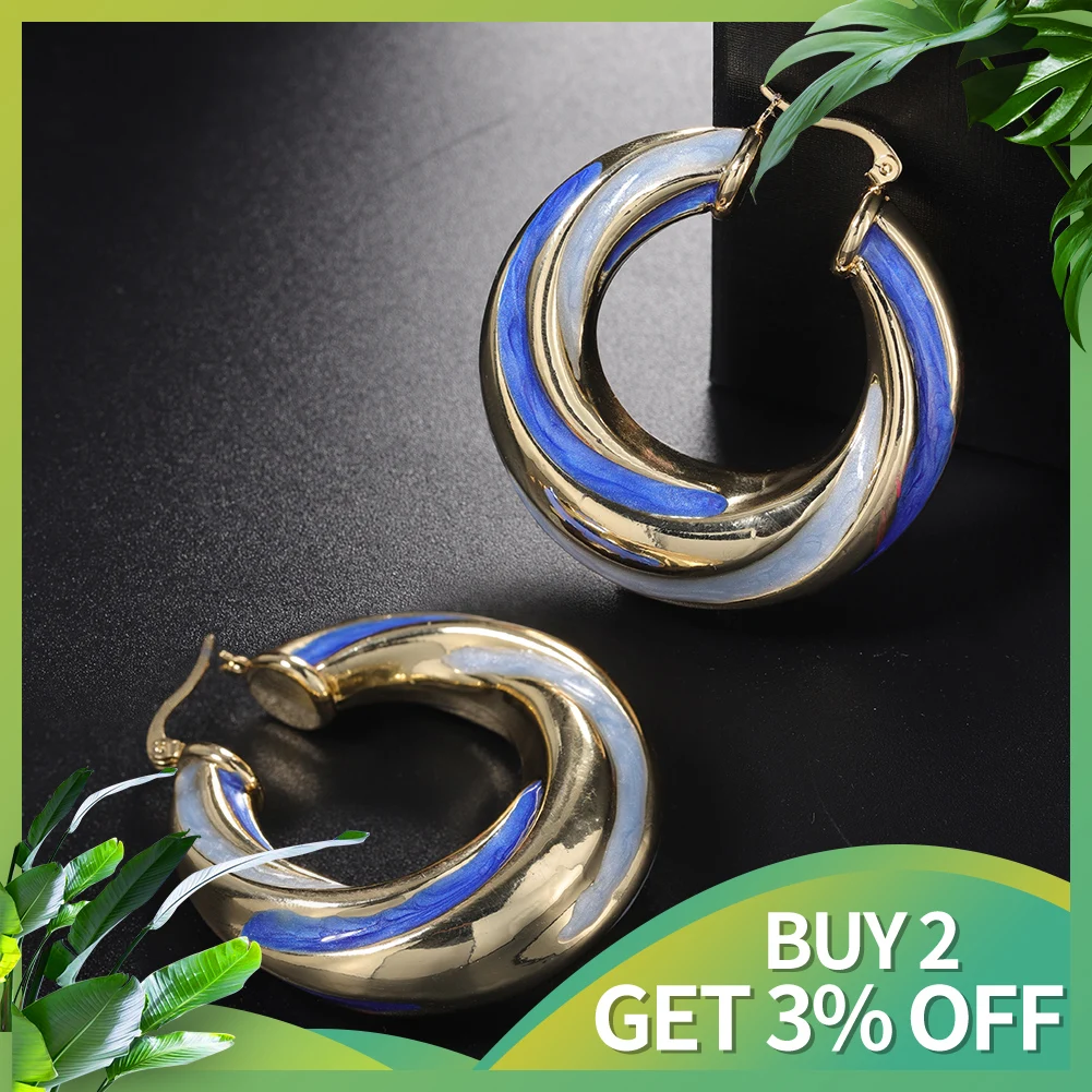 New in Hoop Earrings Blue Luxury Trend 2023 Elegant Original Earings Aesthetic Accessories Beauty Jewelry Earrings for Women
