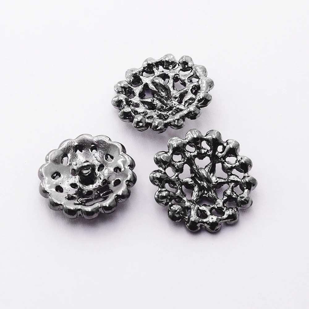 10 pezzi di manico in metallo di cristallo con bottone di strass fiore nero per abiti da cappotto di abbigliamento accessori decorativi