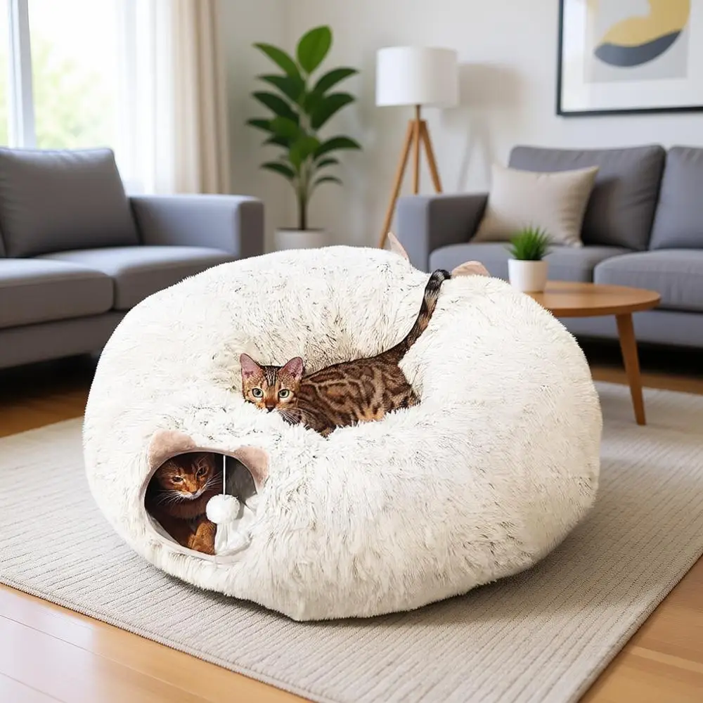 

Тоннель-лежанка или для игр в помещении, многофункциональный тоннель-пончик для котят, игрушка для игровой площадки