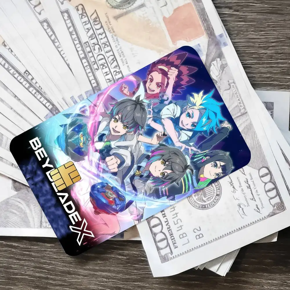 Comic B-Beyblade X Credit Card for Bank Debit Decorative Protection 4PCS Anti-scratch Waterproof Stickers Bus Subway Library
