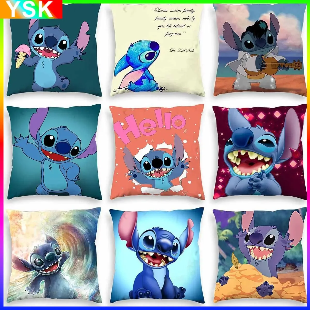 MINISO Disney Stitch Dormitory Home Sofa Pillow Car Cushion Pillow Case Cosplay Animation Derivatives