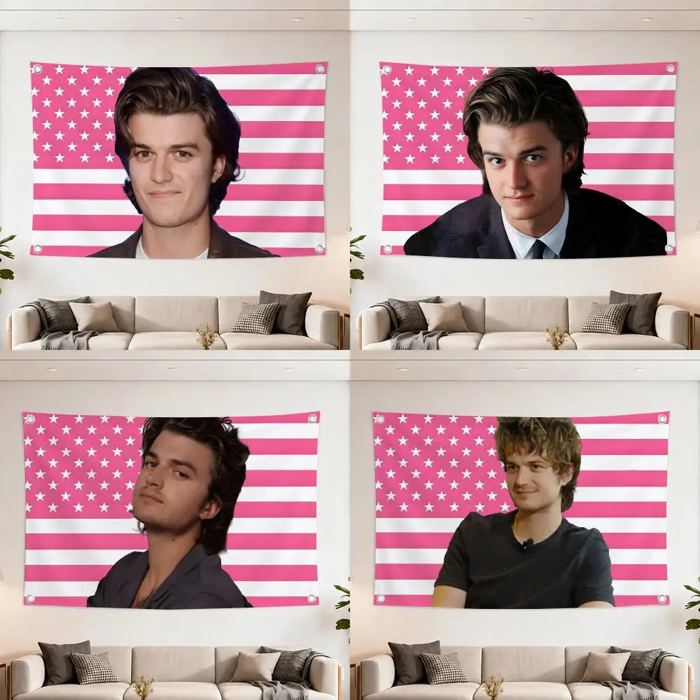 Actor Joe Keery Flags Home Yard & Garden Decor Banner - Indoor Outdoor Wall Hanging Flag