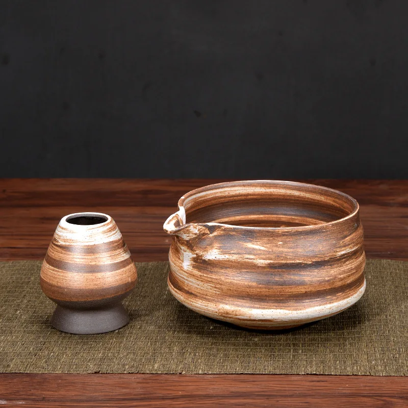 

Coarse pottery Premium Matcha Tea Set Japanese Ceremonial Ceramic Bowl Whisky Gift Set Box Starter Kit Sustainable Eco-friendly