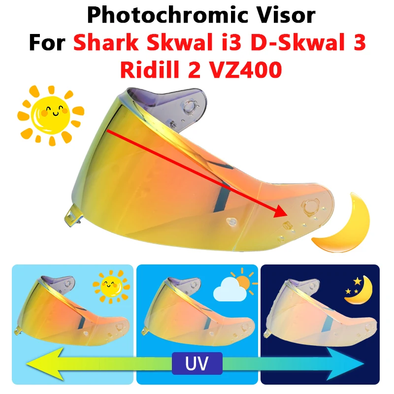 Photochromic Visor For Shark Skwal I3 D-Skwal 3 Ridill 2 VZ40 Helmet Visors Replacement Lens Accessories Capacete Windshield