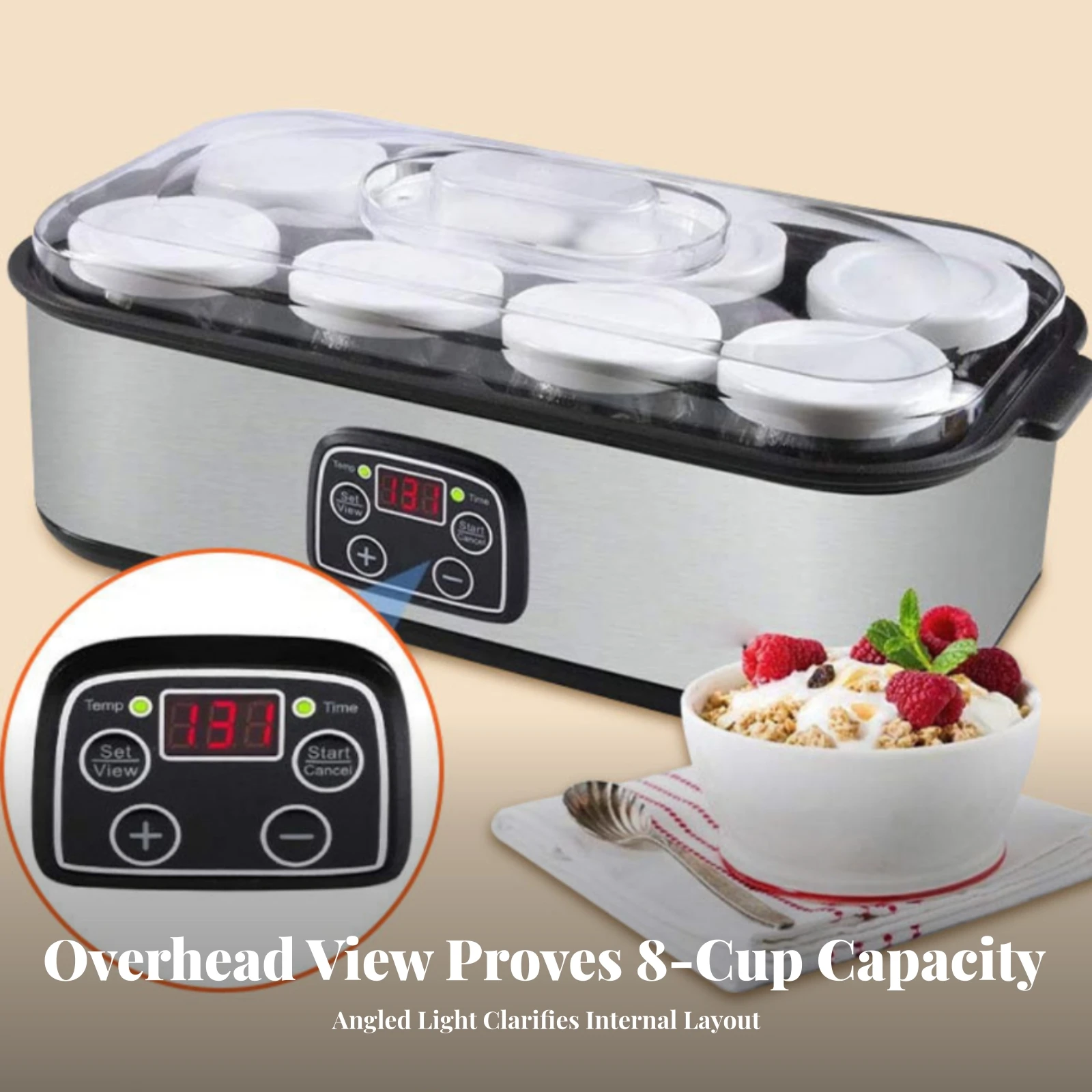 Kitchen Appliances Countertop - Yogurt Maker with Glass Jars Probiotic