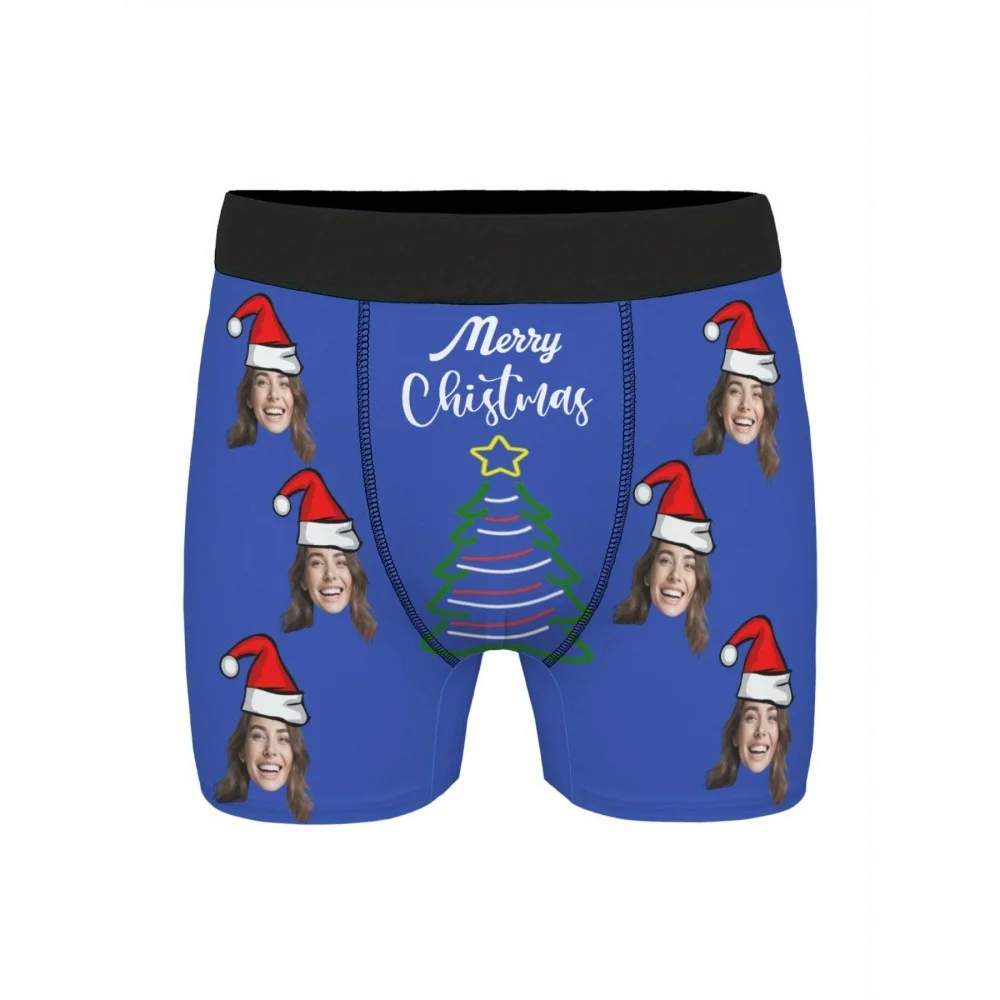 Personalized Custom Photo Men Boxer Briefs Merry Christmas Printed Underwear Unique Funny Xmas Surprise Gift For Party Present