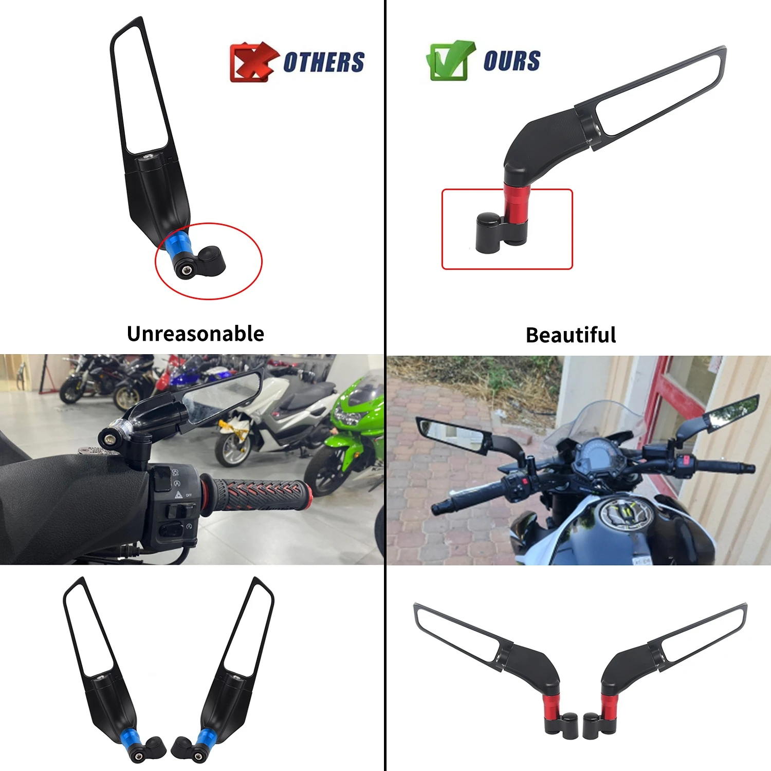 Rearview Mirror For Yamaha FZ1 FZ6 FZ8 FZ25 FZ400 FZ07 FZ09 FZ10 FZS15Wind Wing Side Reversing Mirrors Retroviseur Espelhos Moto