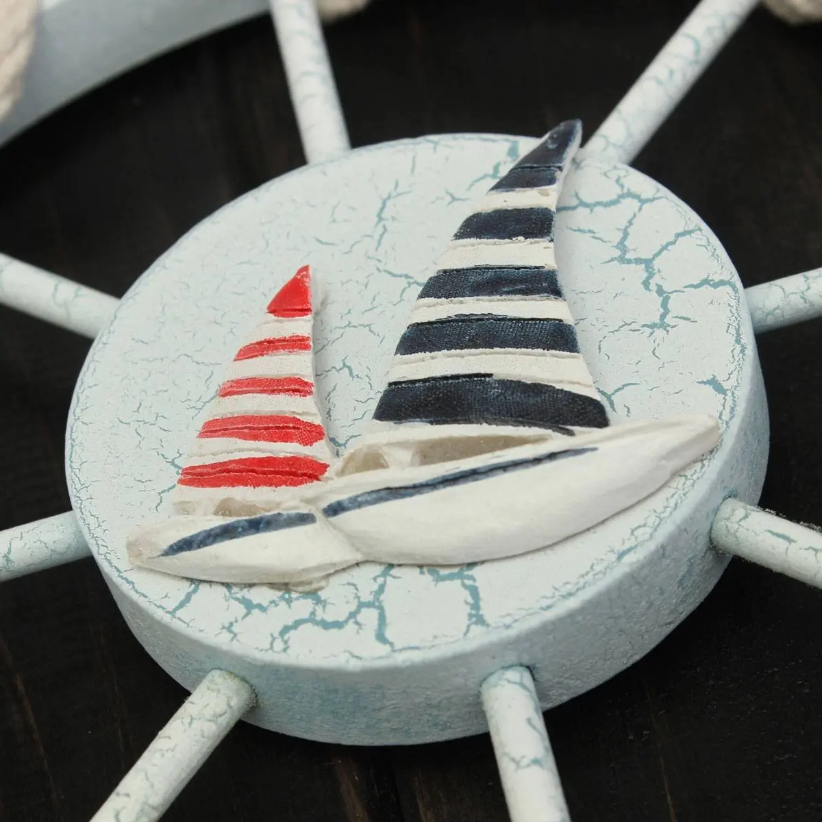 

Fishing Net Wooden Rudder Seaside Decors Beach House Bamboo Ship Wheel Nautical
