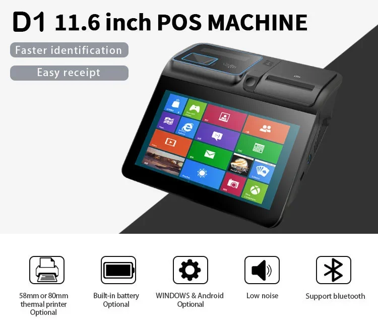 11.6 Inch Touch Screen Offline Pos Cash Register System Price Checker NFC Payment Scanner Printer All In One Battery