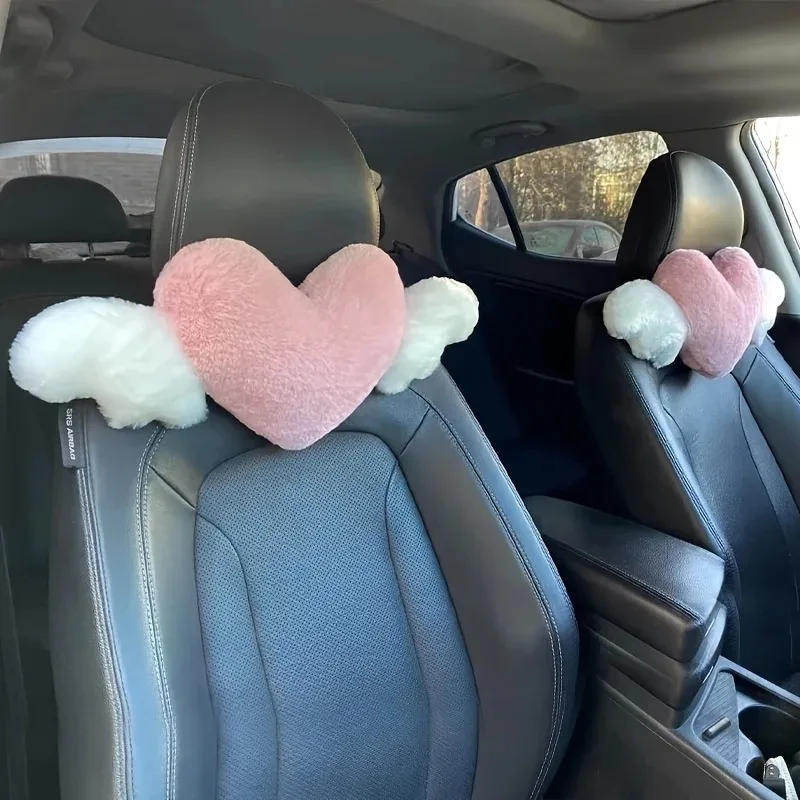 Cute Cartoon Car Creative Headrest Neck Support Heart-shaped Waist Cushion Seat Support Lumbar Support Car Interior Accessories