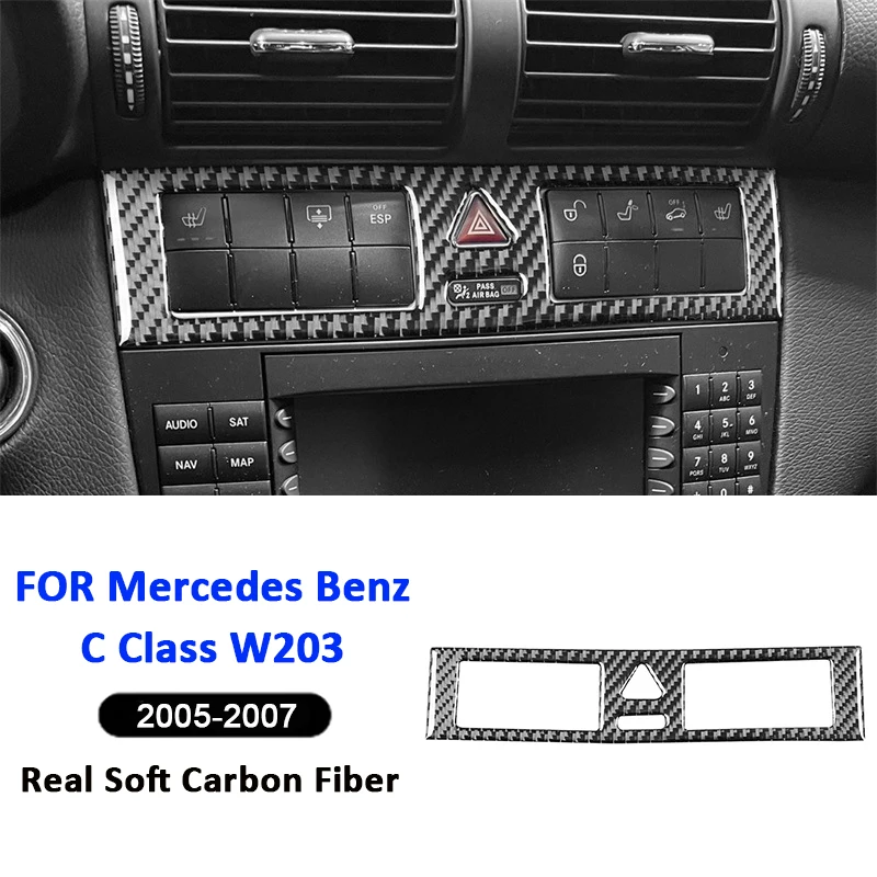 

For Mercedes Benz C Class W203 2005-2007 Carbon Fiber Car Warning Light Control Panel Frame Decorative Modification Sticker