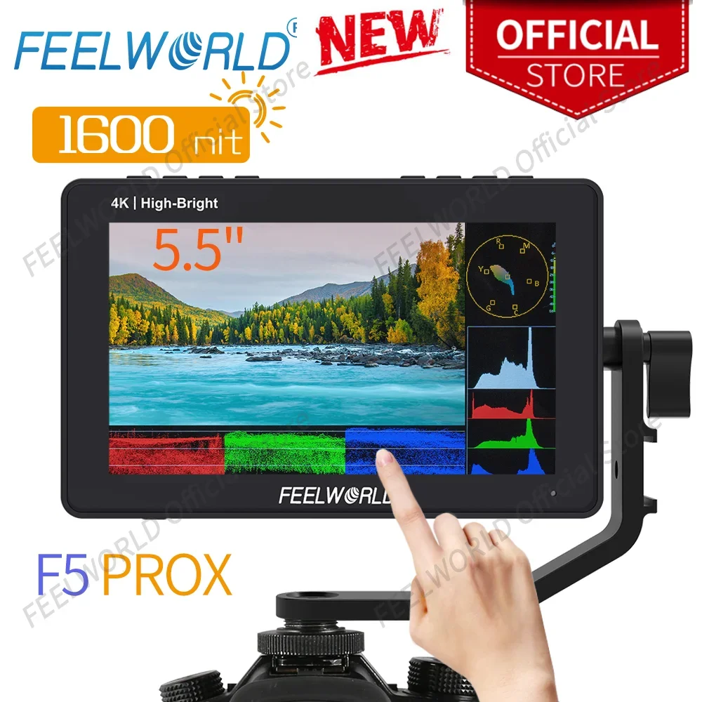 FEELWORLD F5 PROX 5.5 Inch 1600nit High Bright Full HD IPS Panel Touch Screen DSLR Camera Field Monitor 4K HDMI 3D LUTs for Rig