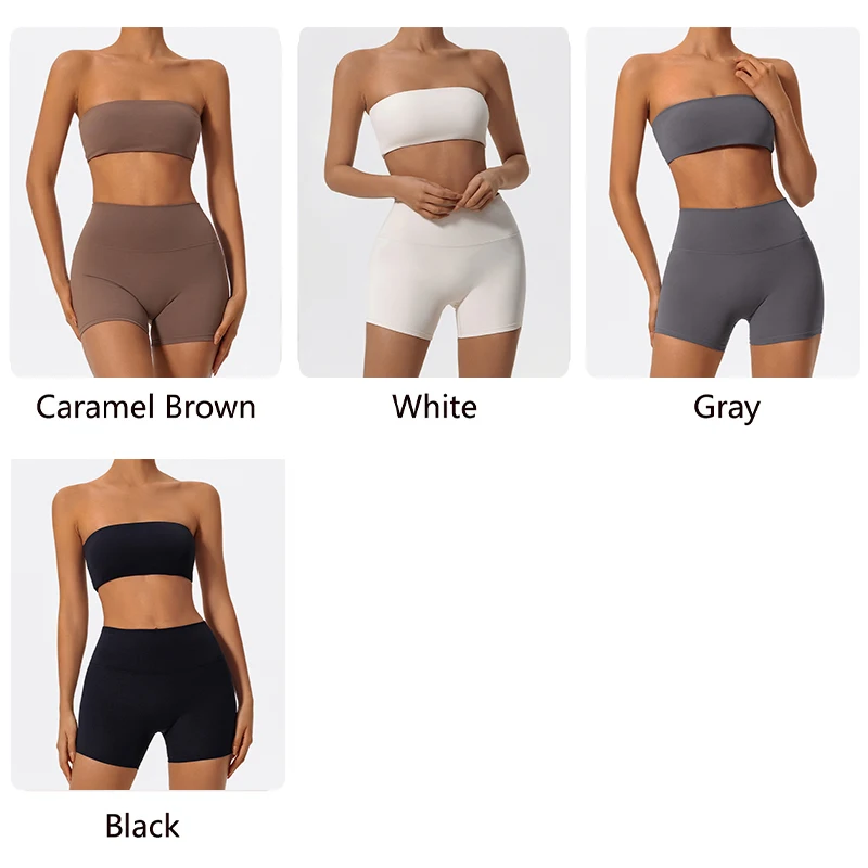 Summer Two Piece Fitness Sports Set Women Workout Yoga Outfit Strapless Bra Woman 2Ps Gym Crop Top Deportivos Mujer Gym Suits - Image 4