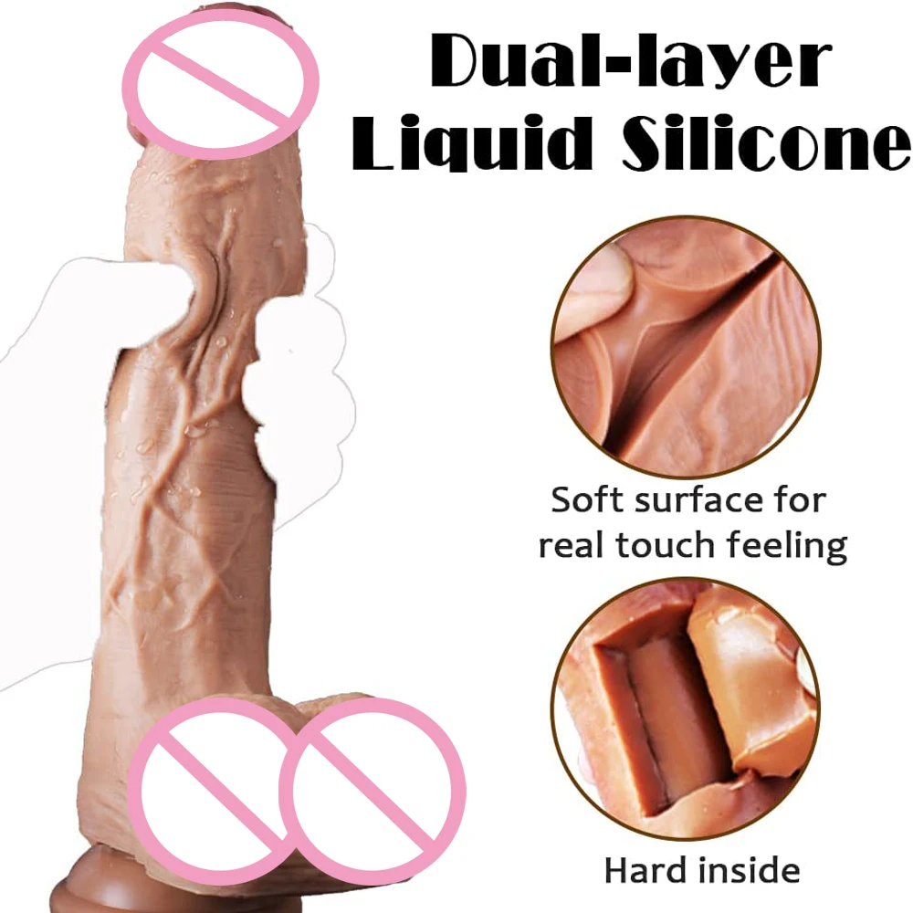 Realistic Dildo Dual Density Liquid Silicone Cock with Suction Cup,Lifelike Penis Sex Toy Flexible Female G Spot Masturbation