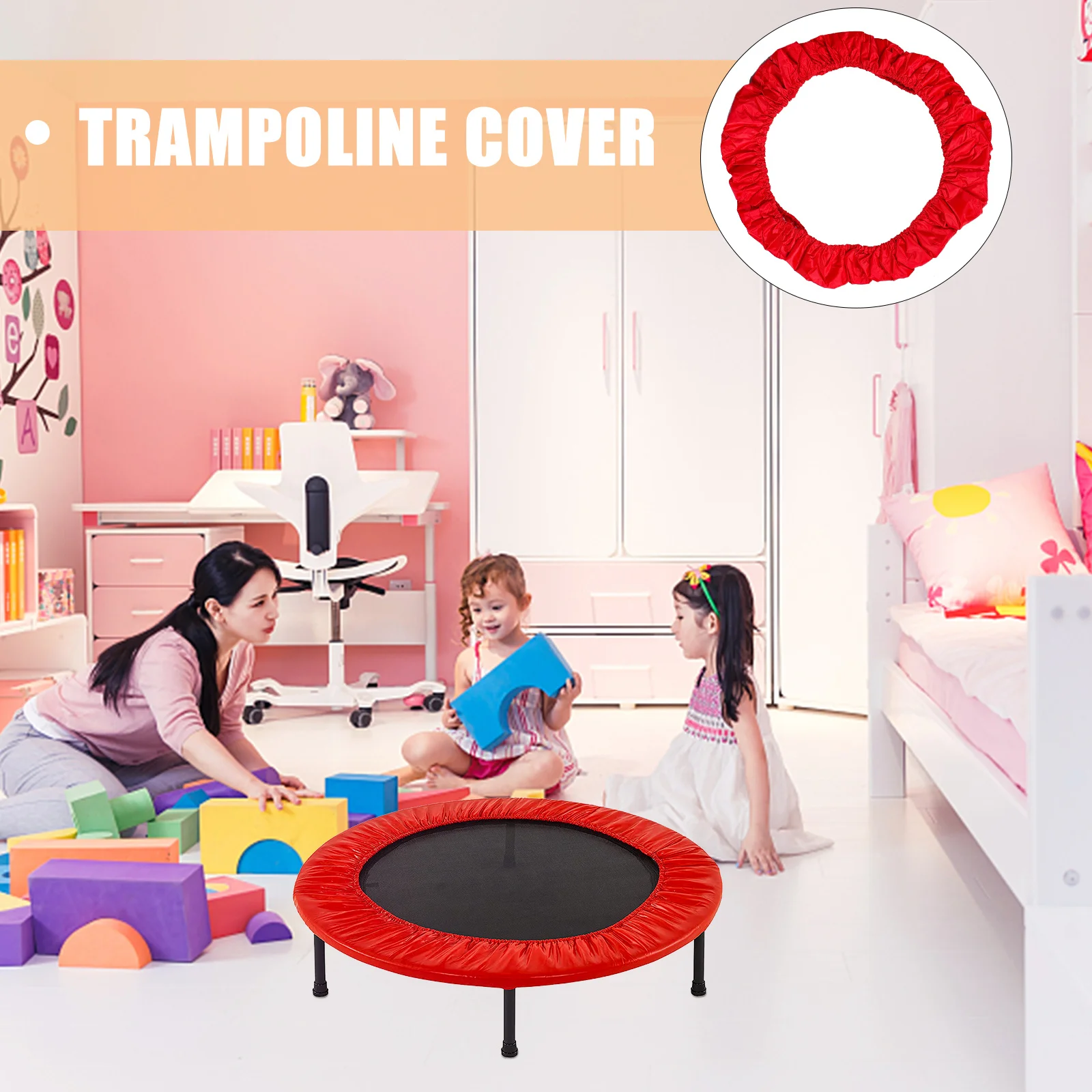 

1Pcs Trampoline Cover 40 Inch Round Red Safety Replacement Cushion Protector for Frame and Spring Protection Trampoline