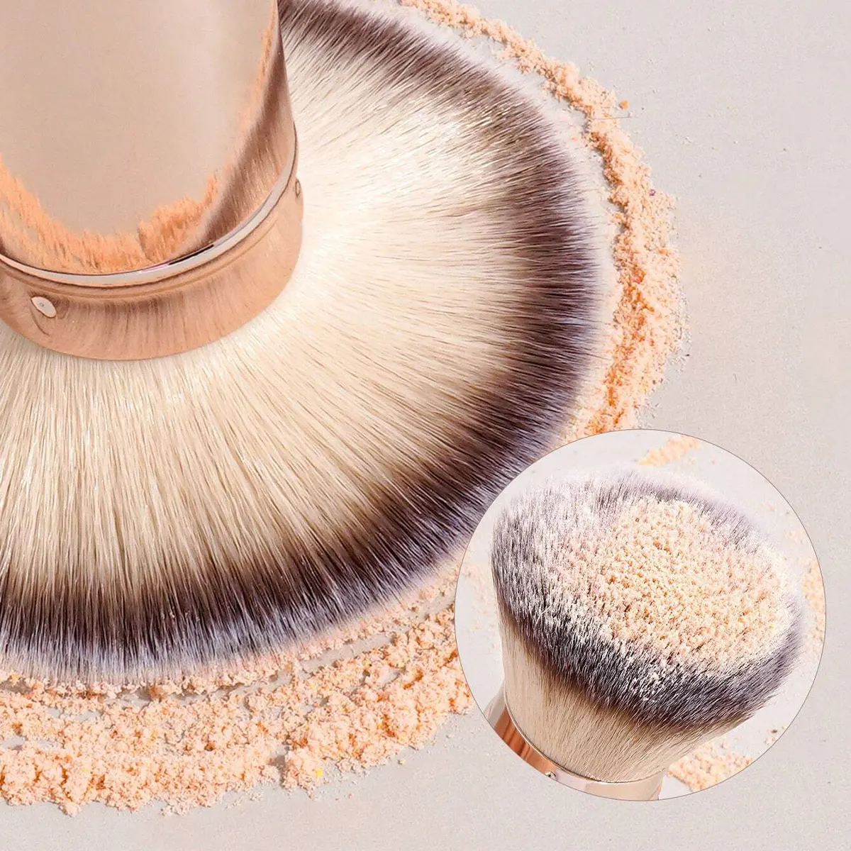 1pc profissional facial cabeça redonda escova retrátil, pincel de maquiagem, blush escova de fundação, pincel de pó solto, sintético