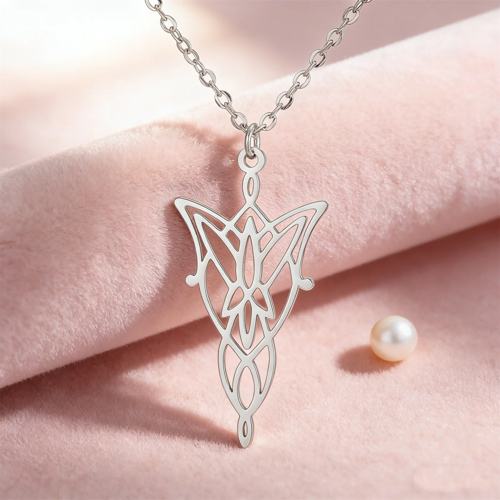 Skyrim Twilight Star Anhänger-Halskette aus Edelstahl für Damen, Heilige Geometrie-Anhänger, Segen-Halskette, Vintage-Schmuck