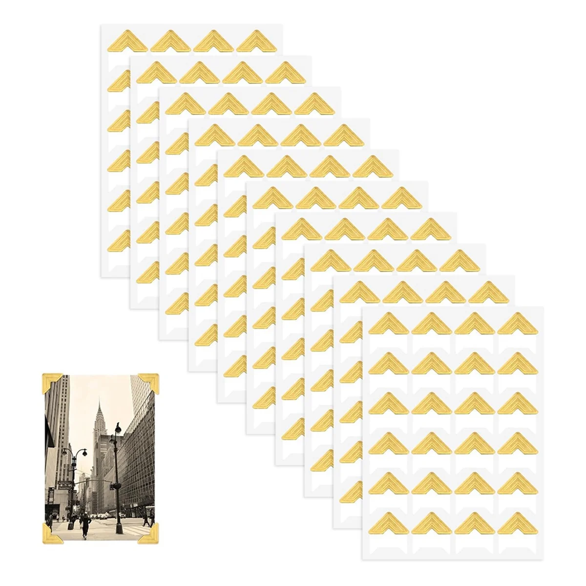 240 Pieces Photo Corners for Scrapbooking, Gold Photo Corner Stickers, Self-Adhesive Photo Mounting Corners,Gold