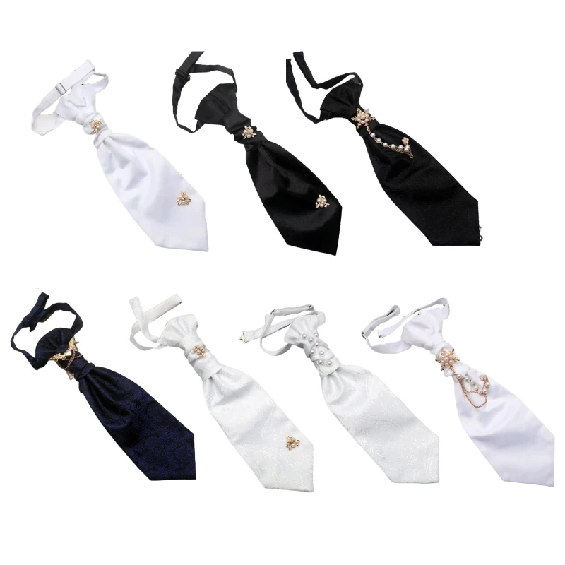 

Men Groom Wedding Suit Solid Color Paisley Necktie Pearl Metal Heart Wing Chain Vintage Bowtie Evening Party Shirt Dropship