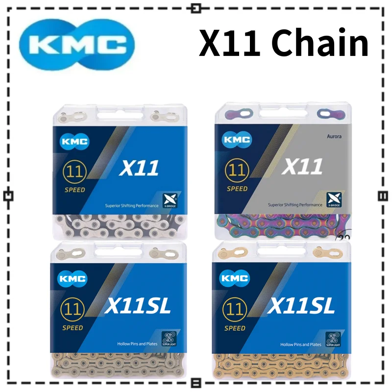 KMC Bike Chain X11 X11SL MTB Road Bicycle Silver Gold Chain 11V 11Speed Bike Chain Bike Crankset for Shimano SRAM Bikes Parts