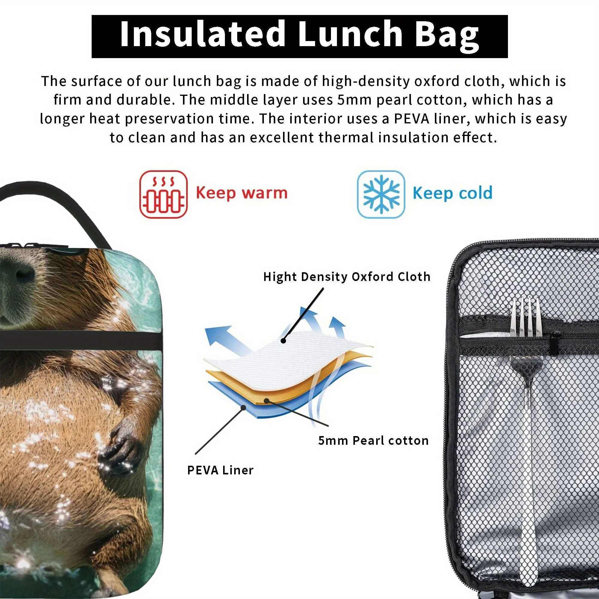 Leuke marmot thermisch geïsoleerde tas met Australische veehond, ideaal voor school, kantoor, reizen, wandelen, lunchtas