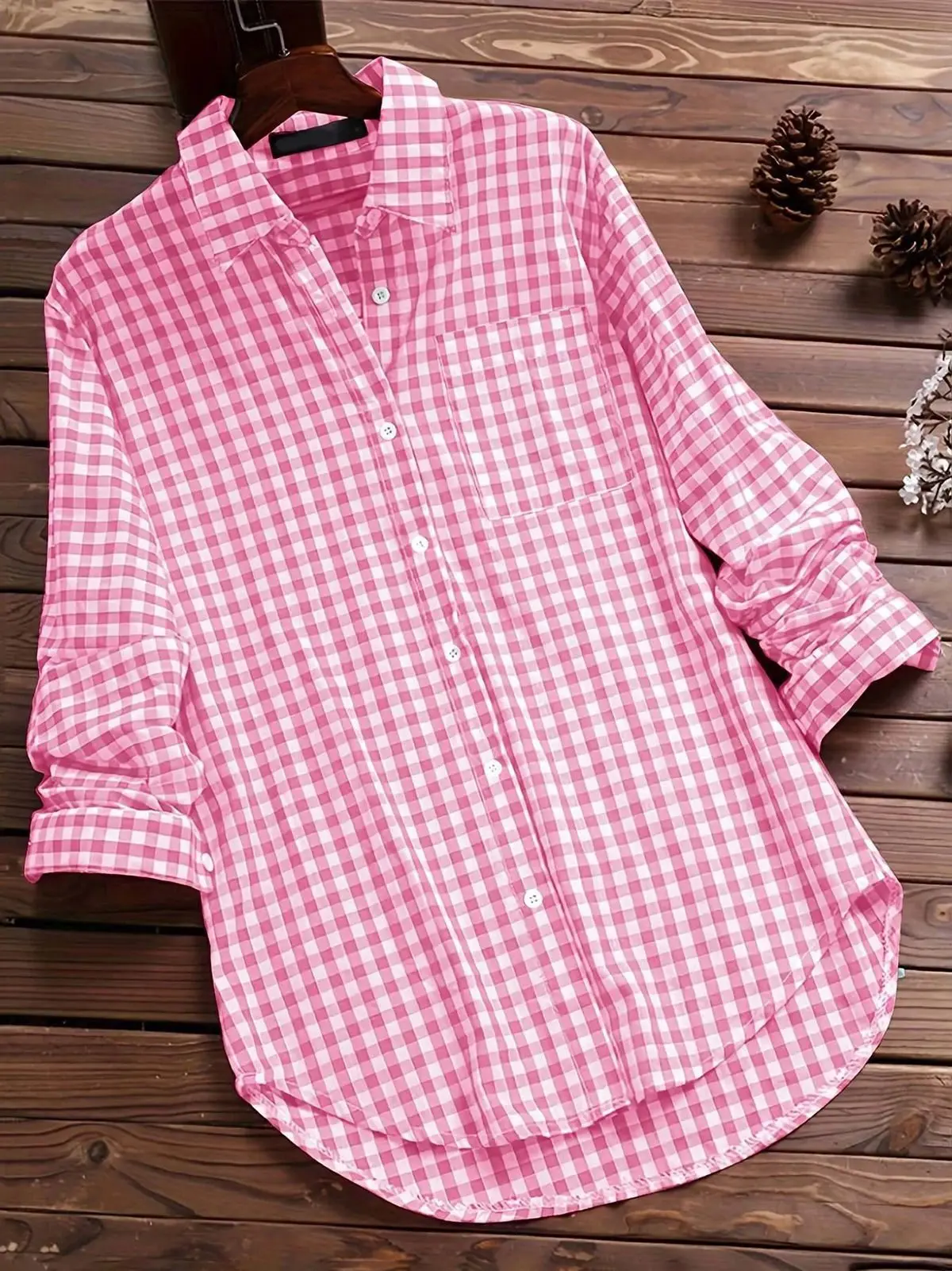 Women's Plaid Lapel Long Sve Retro irt Loose Fit Polyester Fiber Regular Sve Length Cheered Pattern Open Cardigan
