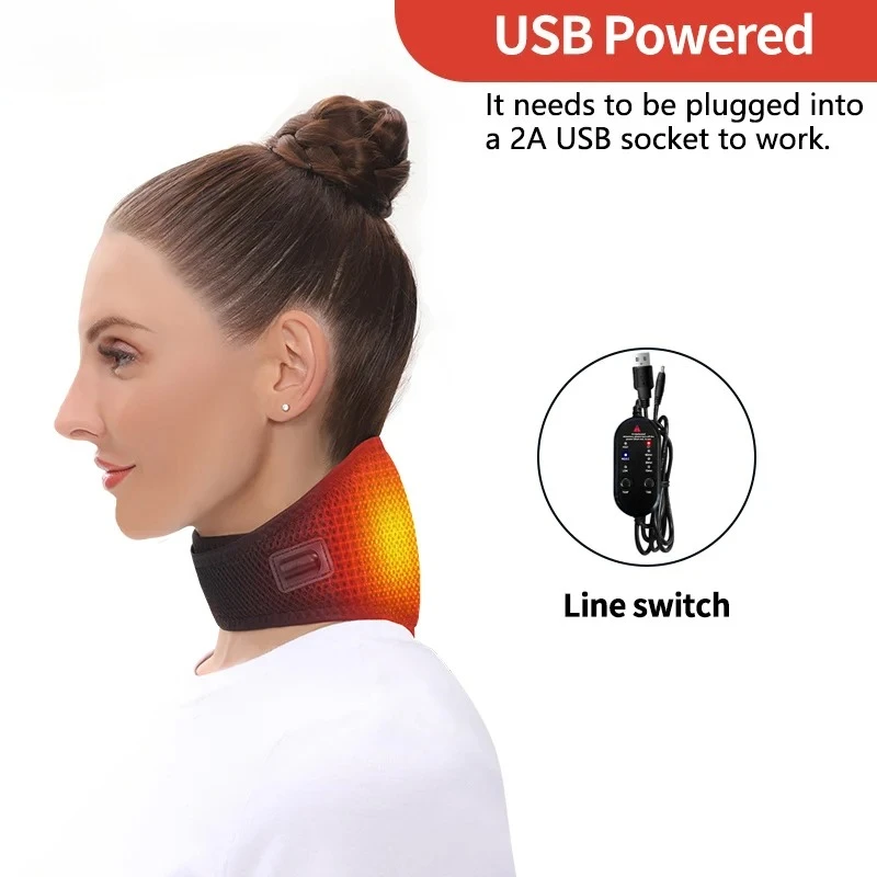 Electric Heated Neck Brace Belt with 3 Adjustable Temperature Levels for Warmth And Neck Massage Relaxation