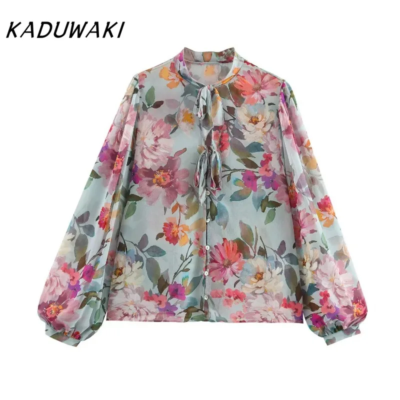 

KADUWAKI Sping Women's Blouses Chic Printed Top Popular This Year Beautiful Shirts Fashion Elegant Loose Long-sleeved Shirts Y2k