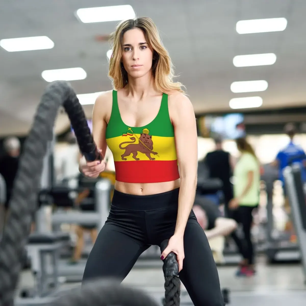 Chaleco de Yoga para mujer, Tops cortos deportivos para gimnasio, bandera de Etiopía (1897 1974), ropa de calle, camiseta sin mangas transpirable para entrenamiento para mujer