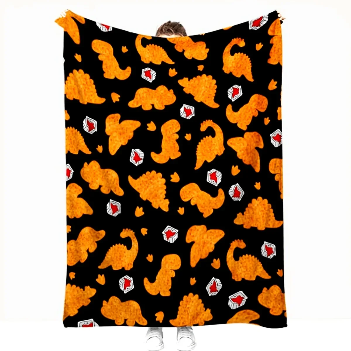 

Soft AllSeason Flannel Cozy Dinosaur Chicken Nugget Plush Blanket Throw for Couch Office and Camping