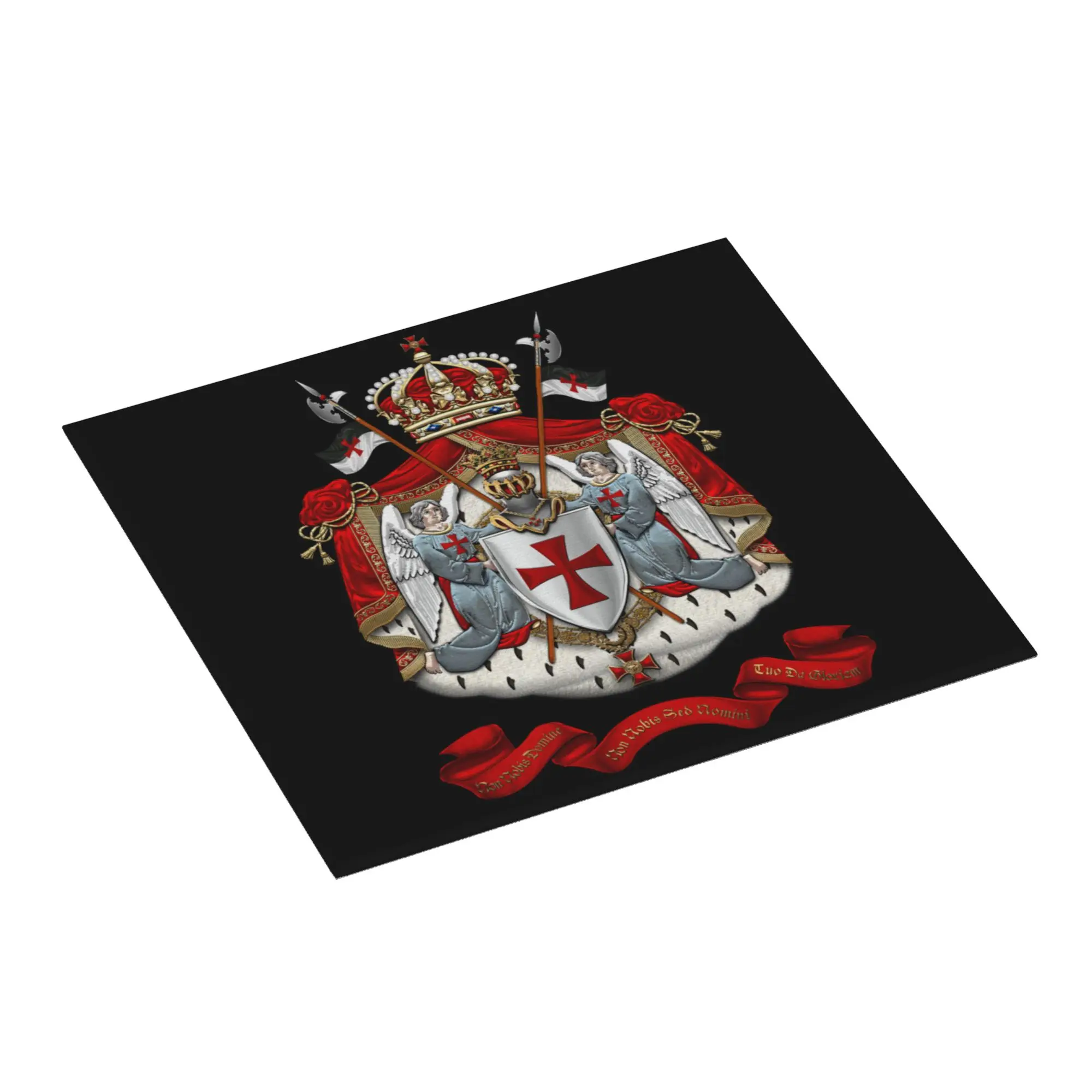 Drying Mat Kitchen Knights Templar Flag With Coat of Arms Medieval Warrior Cross Water Absorbent Kitchen Counter Protector Mat