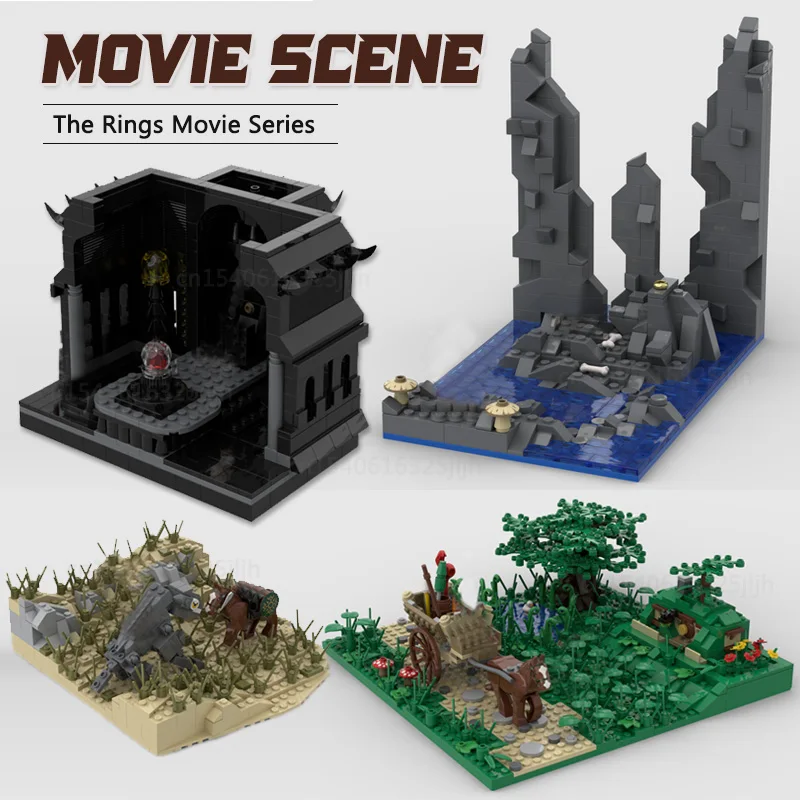 Cave MOC Ambush of the Wargs Building Blocks Stairs of Cirith Diorama Creative Technology Bricks Middle Earth Display Toys Gifts