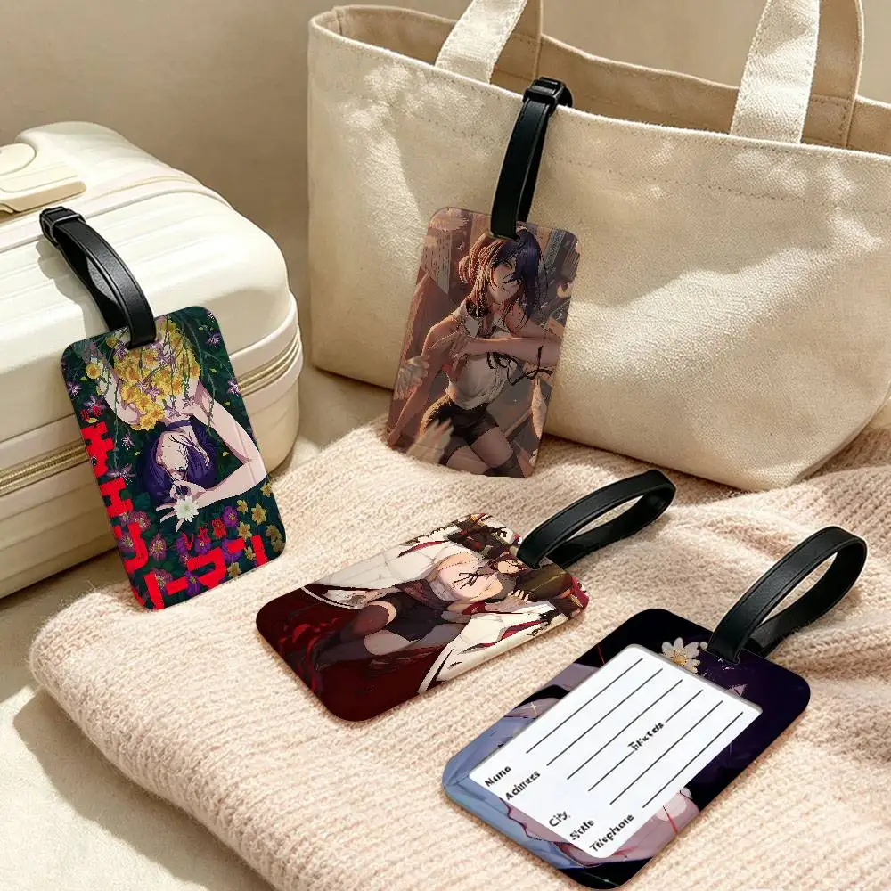 reze chainsaw man Lightweight Anti lost PVC Luggage Tag Removable Info Card Sleeve Backpack Travel Accessory