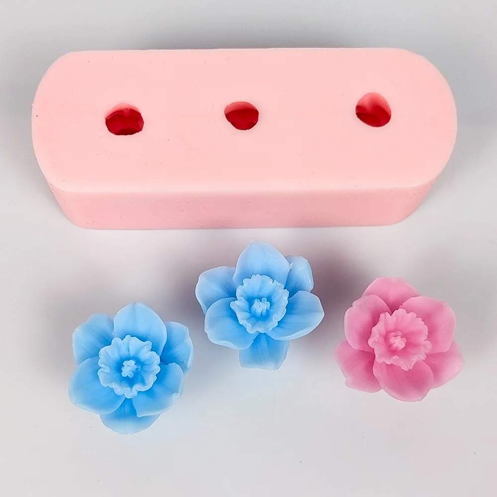 3D Rose Flower 3-otworowy Mochi Toy Candle Silicone Mold Fondant Cake Soap Mould DIY Aroma Household Decoration Craft Tools