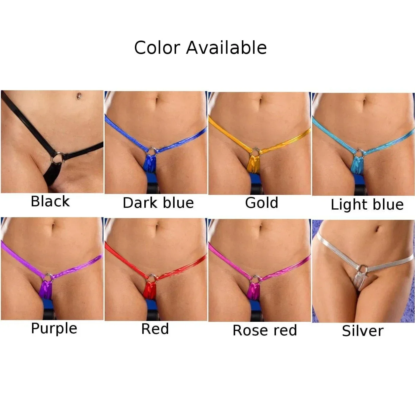 Women Sexy Super Mini Bikini Thong Briefs Shiny Low Waisted G-string Erotic Panties Underwear High Cut Solid Color Lingerie