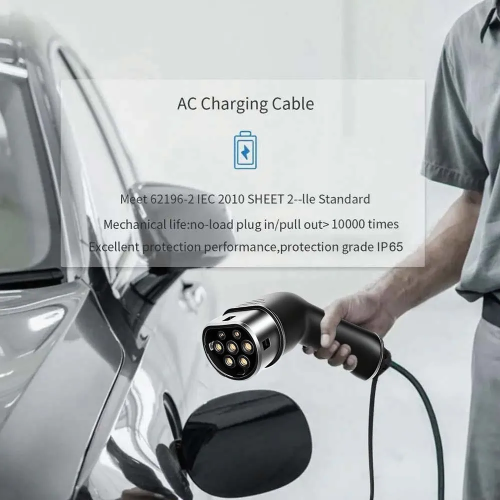 Teschev 16A/32A Typ 2 auf Typ 2 EV-Ladekabel Elektroauto-Ladegerät 1P/3P 7,2kW/11kW/22kW IEC 62196 EVSE-Kit EV-Kabel – Detail 5