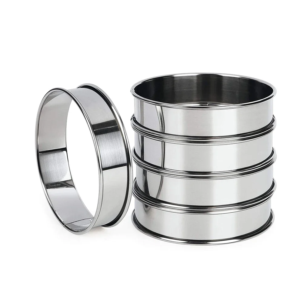 Muffin Tart Rings 2/3pcs Double Rolled Tart Ring Stainless Steel Muffin Rings Metal Round Ring Mold for Food Making