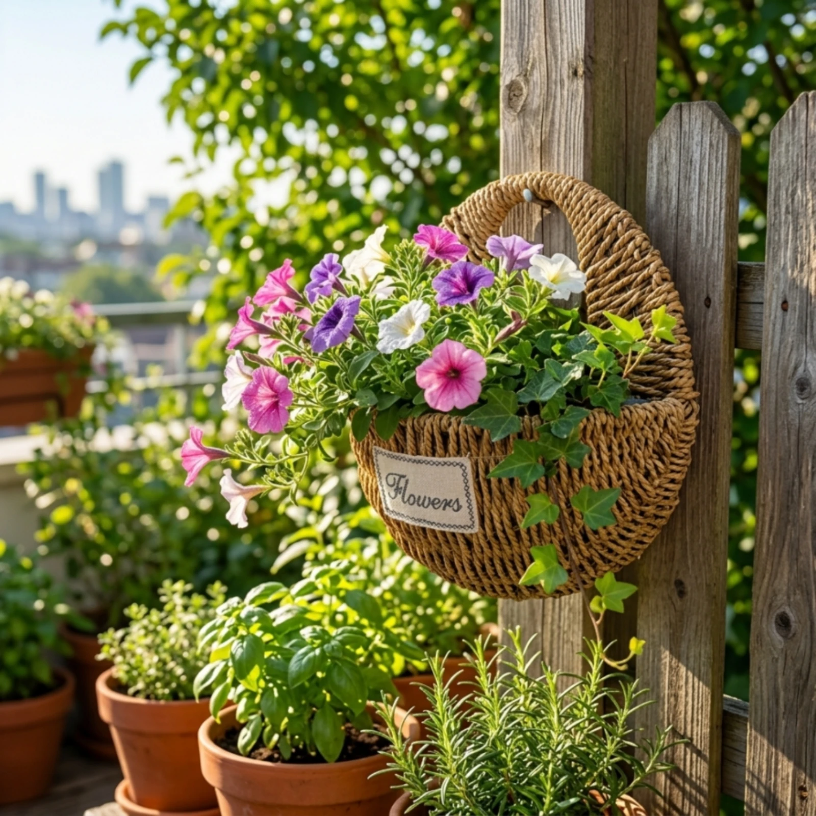 Woven Wall Hanging Basket Artisanal Wall Basket with Handle Boho Easy to Hang for Entryway, Living Room