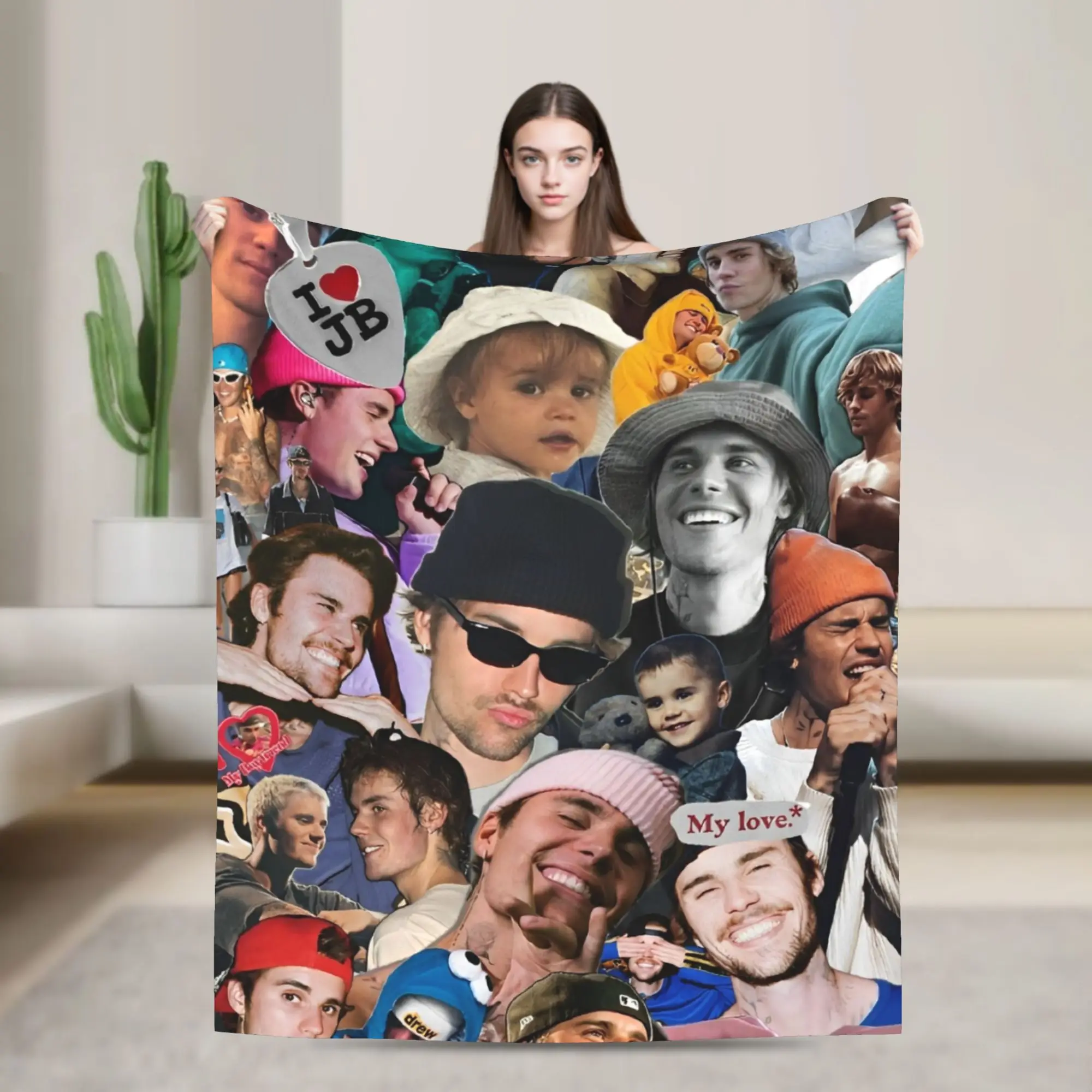 

Одеяла JBiebers Singer, музыкальное плюшевое забавное теплое одеяло для дома, зимы