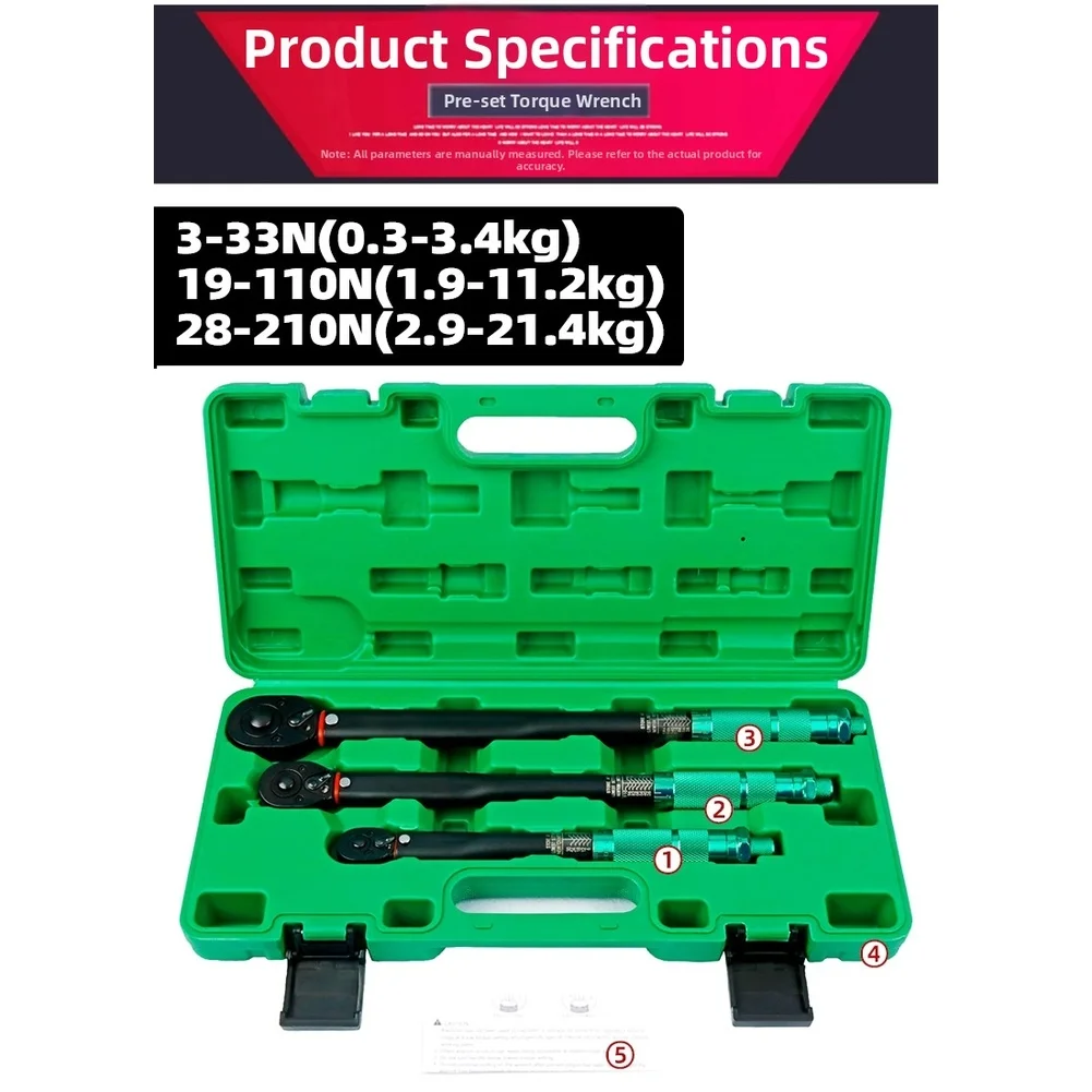 

Набор из 3 регулируемых динамометрических ключей 3-210Н, высокоточный набор ключей с трещоткой, хромованадиевая сталь, профессиональный инструмент для ремонта