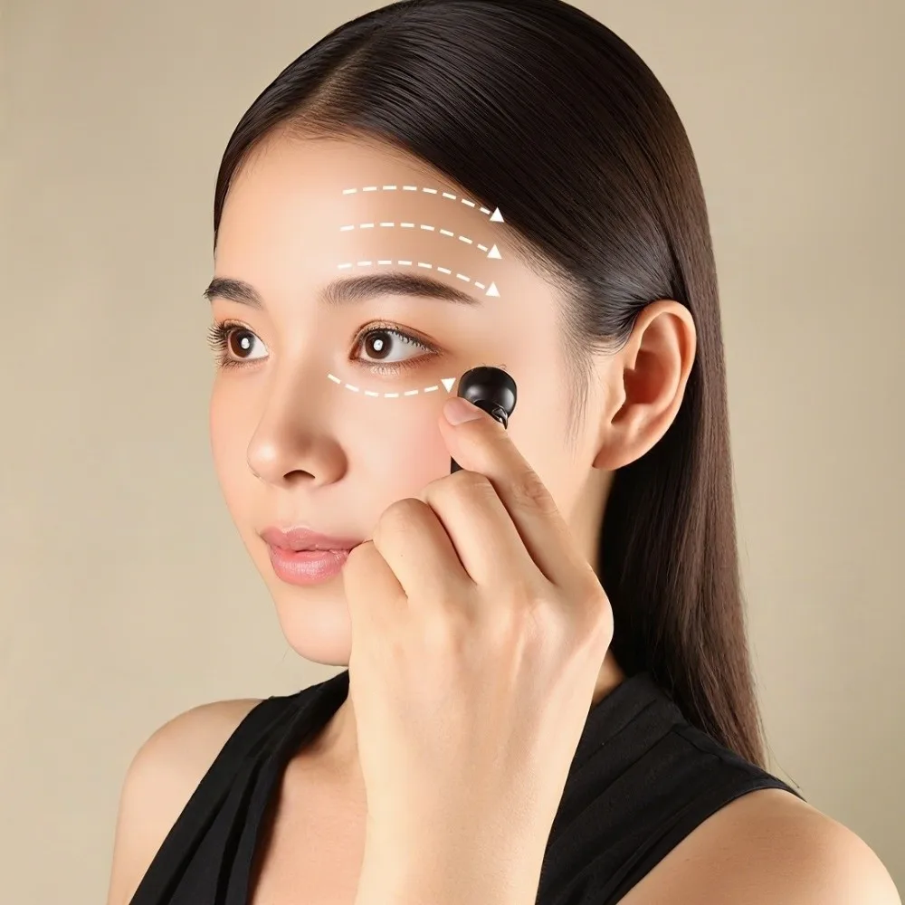 Five Beads Design Sandalwood Lotus Seedpod Massager Reduce Puffiness Natural Material Eye Massage Stick