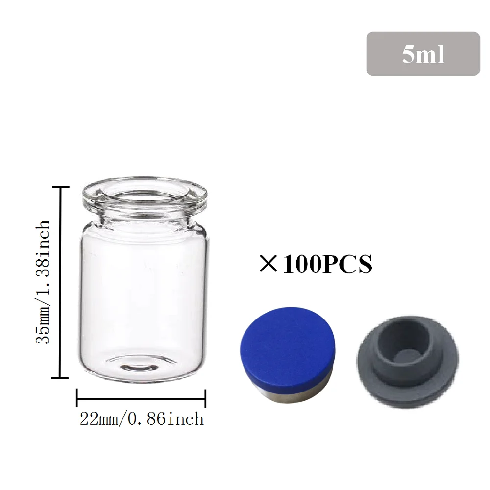 100PCS 5ml Transparent Glass Lab Vial With Caps & Stopper Small Bottles Experimental Test Liquid Containers Transparent Lab Vial - Detail 1