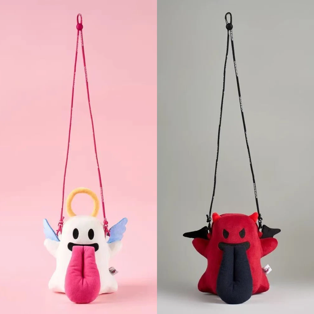 

Halloween Ghost Crossbody Bag Cartoon Kawaii Angel Devil Plush Shoulder Bag Phone Keys Cash Halloween Storage Bag for Men Women