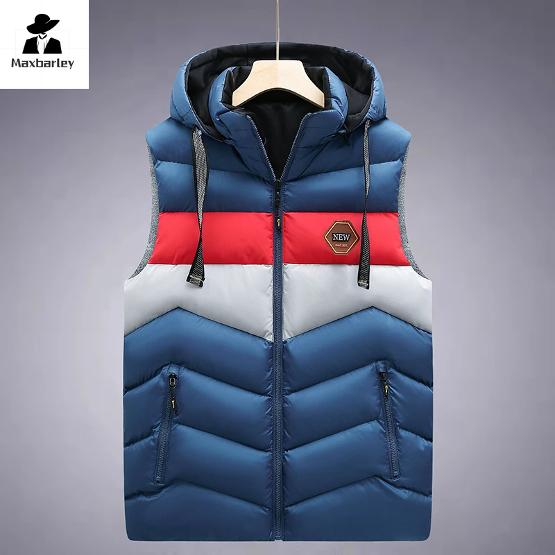 2024 Nieuwe Winterjasvest Herenmerk In Kleur Bijpassende Dubbelzijdige Katoenen Warme Jas Outdoor Sport Afneembaar Vest Met Capuchon