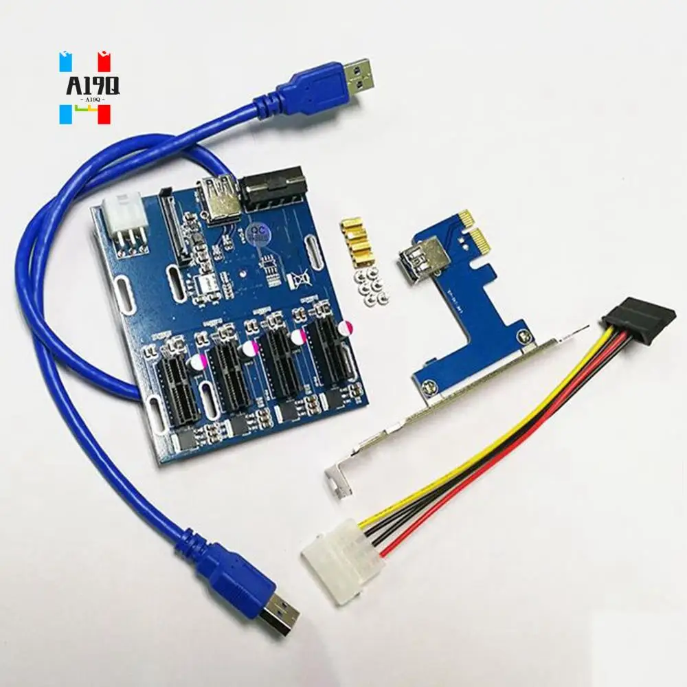 

A19Q-Add In Card PCI-E 1 To 4 PCI Express Riser Card Mini ITX To External 4 PCI-E Slot Adapter Pcie Port Multiplier Card