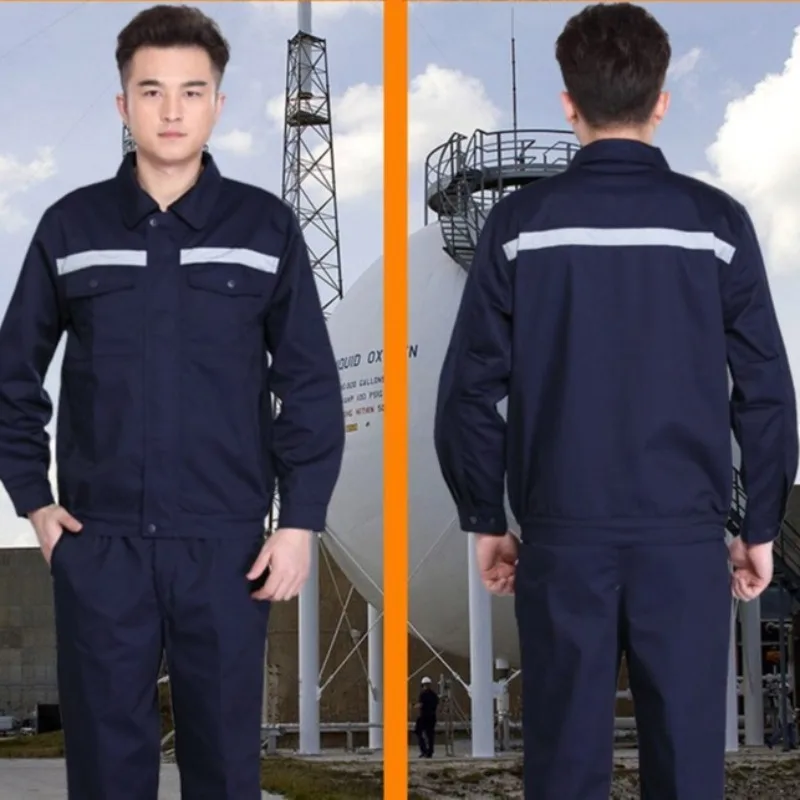 Spring and Autumn Long-sleeved Overalls Suit Men and Women\'s  Workshop Maintenance Steam Welding Suit Labor Insurance Clothing